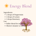 Energy Blend essential oil card, uplifting oils for focus and energy